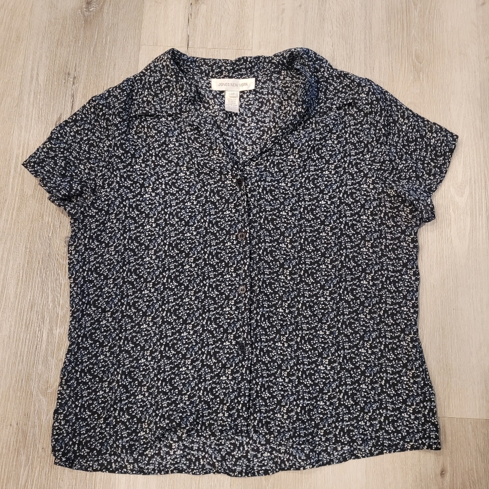 Jones New York Silk Button Up Blouse Sz 12